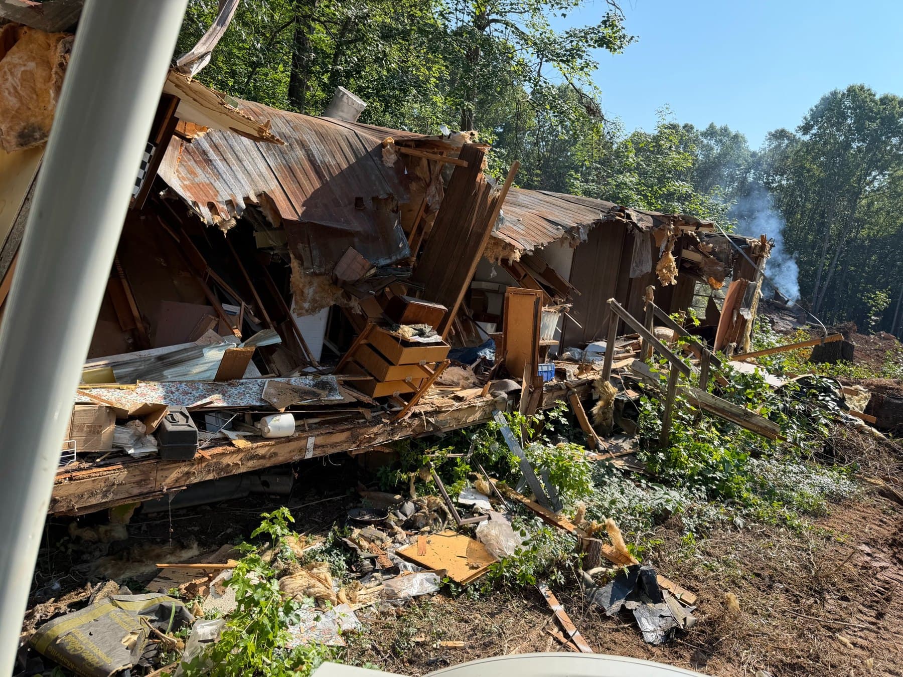 Mobile Home Demolition in Catawba, NC — DEMOLITION IN PROGRESS