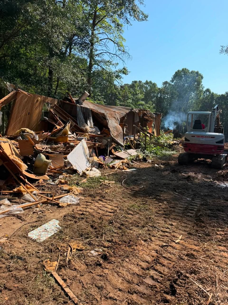 Mobile Home Demolition & Site Clearing in Sherrills Ford, NC — DEMOLITION & REMOVAL IN PROGRESS